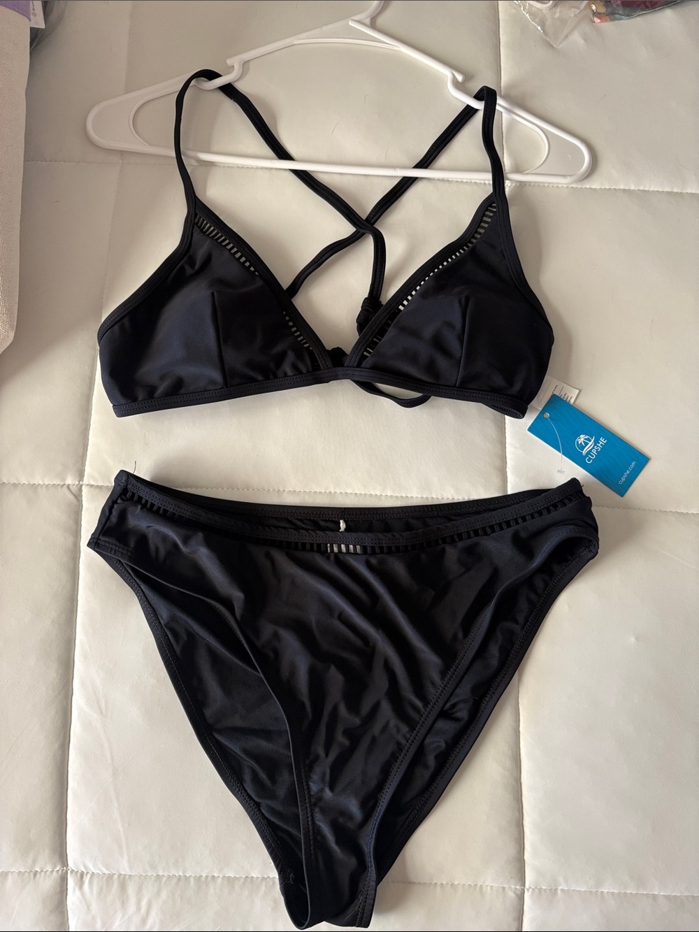 Cupshe Black Strappy Bikini Set